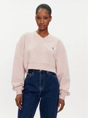 Voľná priliehavá mikina Calvin Klein Jeans ružová