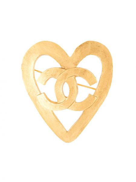 Broche con corazón Chanel Pre-owned dorado