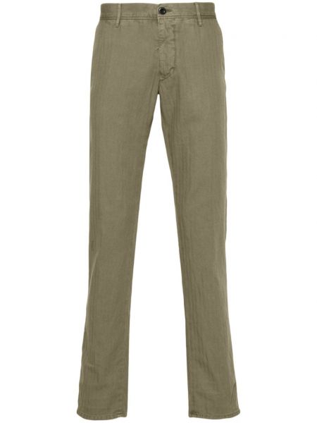Pantaloni chino slim fit cu model herringbone Incotex verde