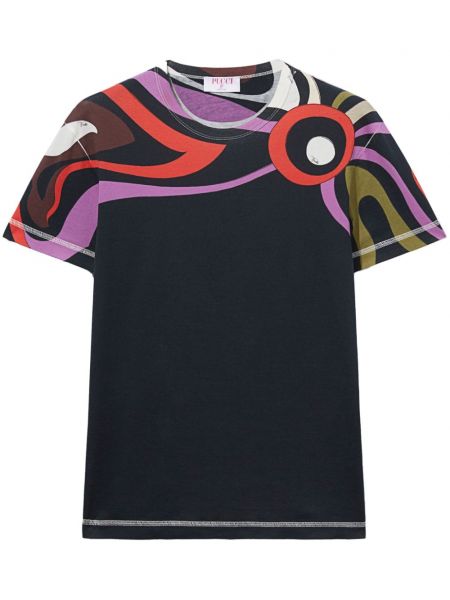 Koszulka bawełniana z nadrukiem Pucci czarna