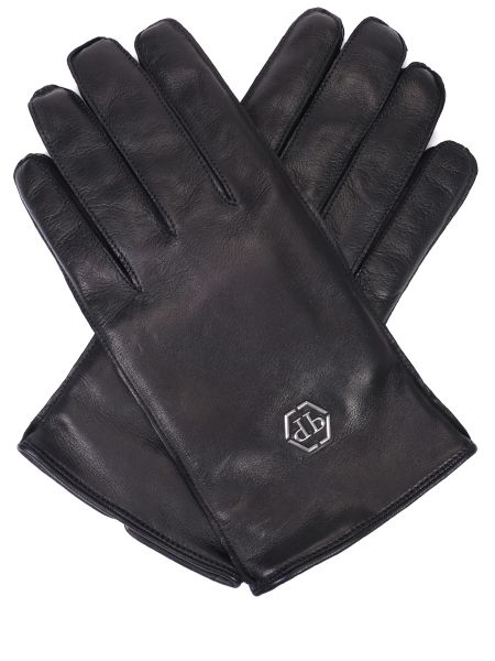 Черные кожаные перчатки Philipp Plein