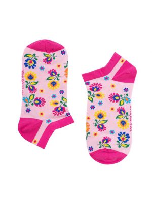 Květinové ponožky Folkstar růžové