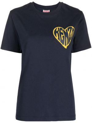 Kokvilnas t-krekls ar apdruku Kenzo zils