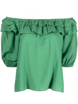 Памучна блуза с волани Ba&sh зелено