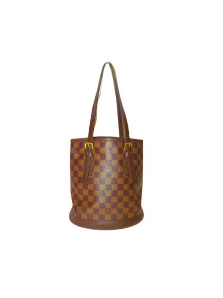 Shopperka bawełniana retro Louis Vuitton Vintage brązowa