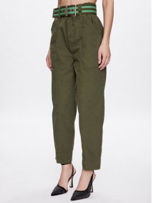 Voľné bavlnené priliehavé nohavice Pinko zelená