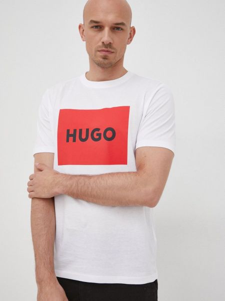 Тениска с дълъг ръкав с принт Hugo бяло