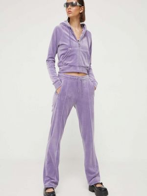 Sportovní kalhoty s aplikacemi Juicy Couture fialové