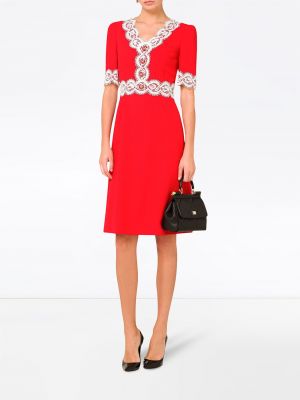 Vestido de encaje Dolce & Gabbana rojo