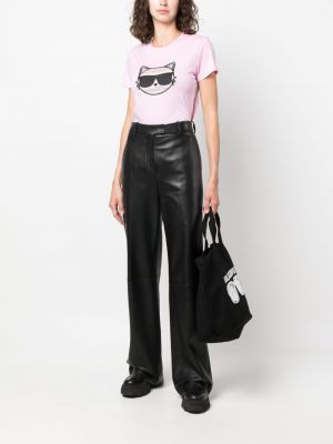 Bavlněné tričko Karl Lagerfeld růžové