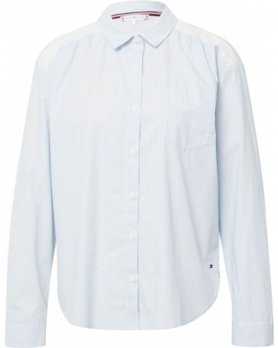 Pruhované bavlnené tričko s výšivkou Tommy Hilfiger Underwear - biela
