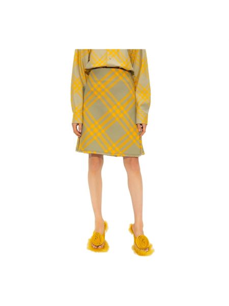 Mini falda con flecos a cuadros Burberry amarillo