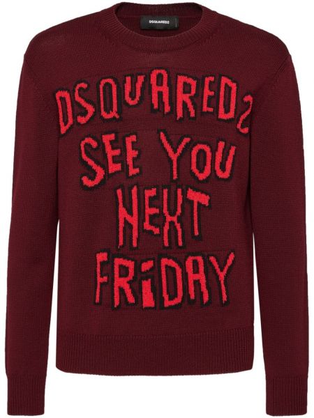 Długi sweter wełniany Dsquared2 czerwony