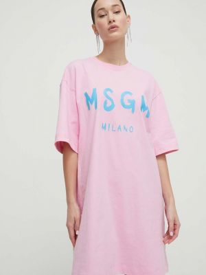 Памучна мини рокля Msgm розово