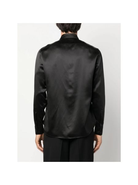 Camisa con botones de raso de seda Saint Laurent negro