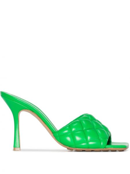 Prošívané kožené sandály Bottega Veneta zelené