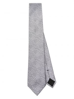 Cravată cu imprimeu geometric Brioni gri