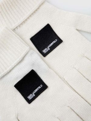 Rękawiczki z kaszmiru Karl Lagerfeld Jeans białe