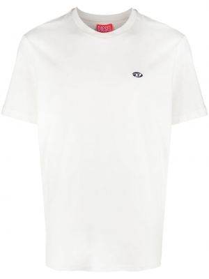 T-shirt brodé en coton Diesel blanc