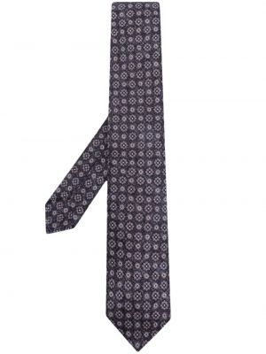 Жакардова копринена вратовръзка Kiton синьо