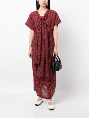 Kostkované vlněné šaty Comme Des Garçons Tao červené