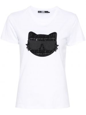 T-shirt avec applique Karl Lagerfeld blanc
