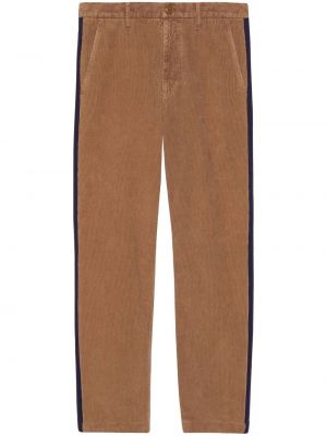Aksamitne proste spodnie sztruksowe Gucci brązowe