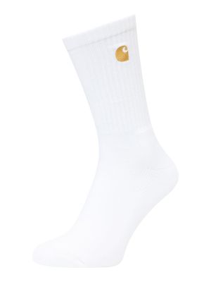 Jednofarebné bavlnené ponožky s výšivkou Carhartt Wip - biela
