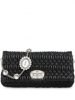 Bolsa de hombro de cristal Miu Miu negro