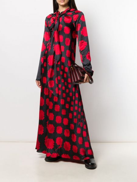 Vestido largo con estampado geométrico Marni rojo