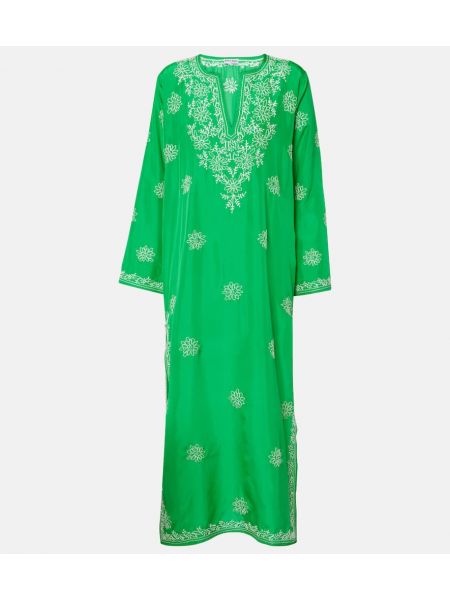 Μεταξωτή μάξι φόρεμα με κέντημα Juliet Dunn πράσινο