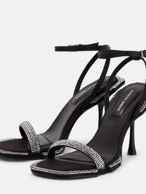 Satenske sandale s kristalima Simkhai crna
