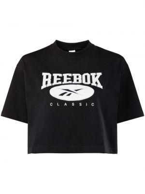 Haftowana koszulka bawełniana Reebok Classic czarna
