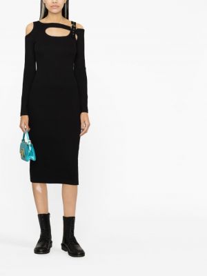 Midi šaty s přezkou Versace Jeans Couture černé