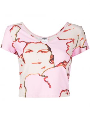 Μπλούζα με σχέδιο με λαιμόκοψη v Chanel Pre-owned