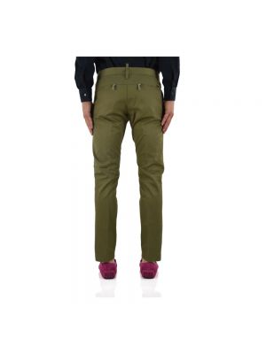 Pantalones chinos con botones de algodón Dsquared2 verde