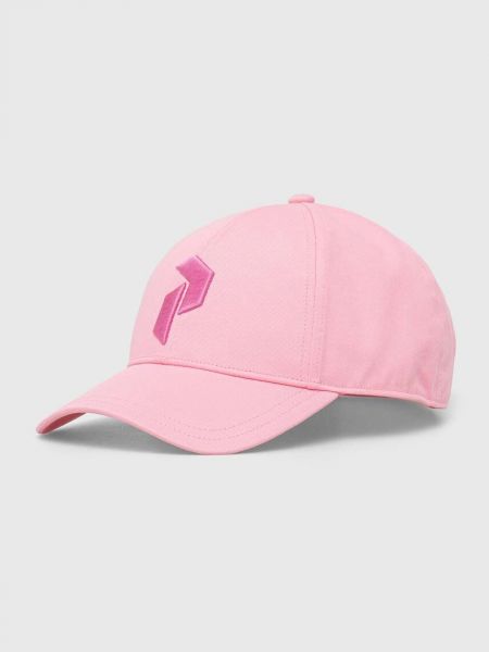 Памучна шапка с козирки с апликация Peak Performance розово