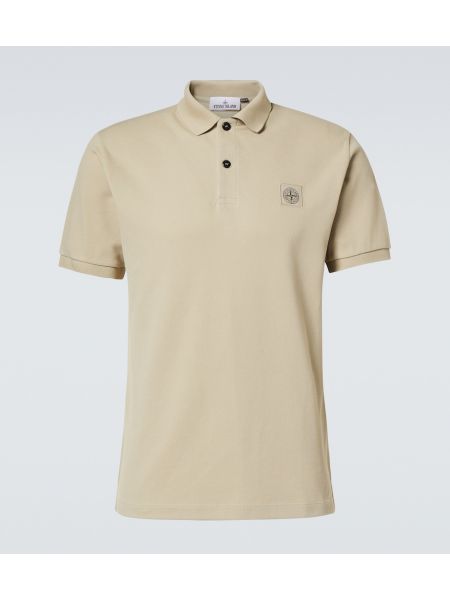 Pamuklu polo yaka tişört Stone Island bej