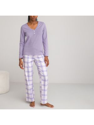 Pijama de algodón manga larga La Redoute Collections violeta
