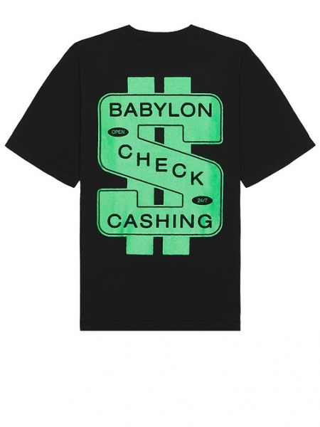 T-shirt a quadri Babylon nero