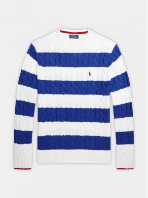 Dzianinowy sweter w paski Polo Ralph Lauren biały