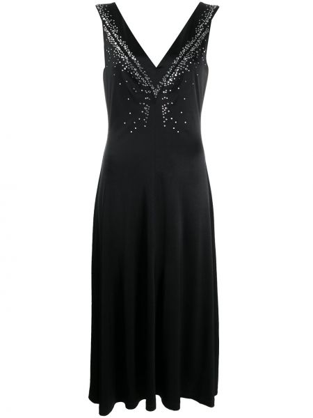 Коктейлна рокля с v-образно деколте Paco Rabanne черно