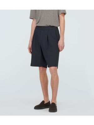 Shorts en coton à rayures Giorgio Armani bleu