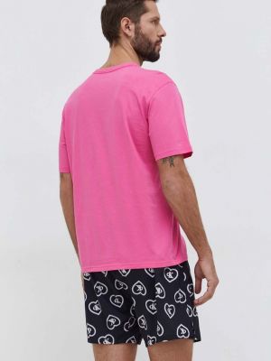 Pamučna pidžama s printom Calvin Klein Underwear ružičasta
