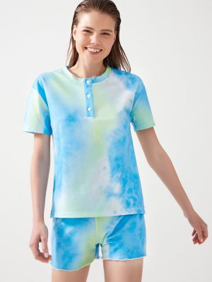 Пижама с принт с tie-dye ефект Los Ojos синьо