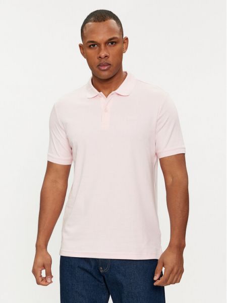 Polo marškinėliai slim fit Calvin Klein rožinė