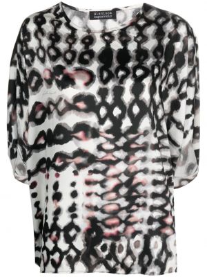 Сатенена блуза с принт с абстрактен десен Gianluca Capannolo сиво