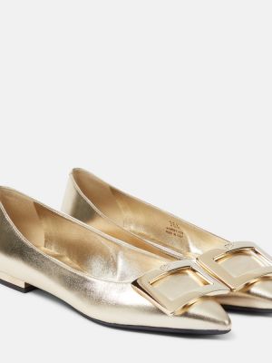 Bőr balerina cipők Roger Vivier aranyszínű