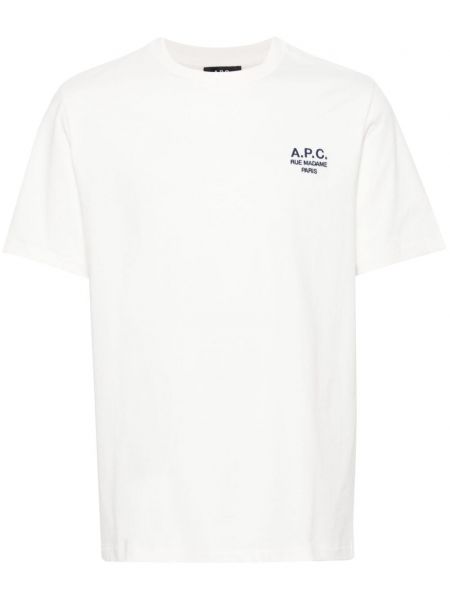 T-shirt brodé en coton A.p.c. blanc