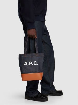 Kožená shopper kabelka A.p.c. modrá